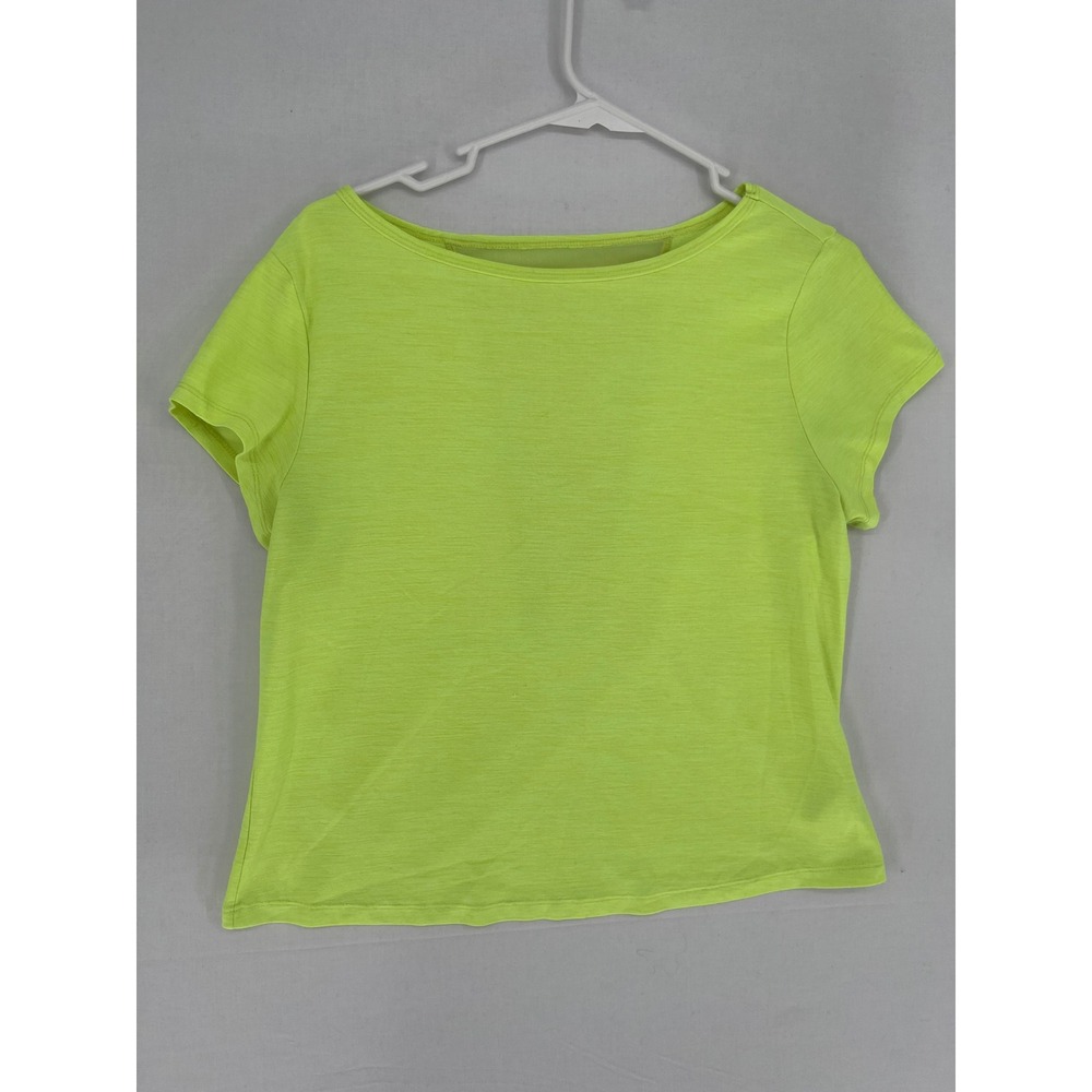 Old Navy Active Breathe On Top Womens Medium Neon Lime Green Mesh Back Shirt M